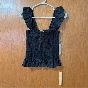 NWT Reformation Black Junebug Linen Top size Large